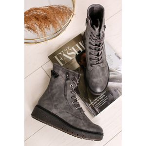 Tmavě šedé platformové kotníkové boty 1-25900