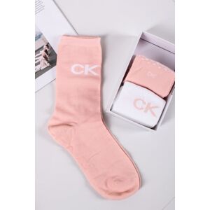 Dámské růžovo-bílé ponožky dárkovém balení CK Women Sock 3P Carton Slider Giftbox - trojbalení