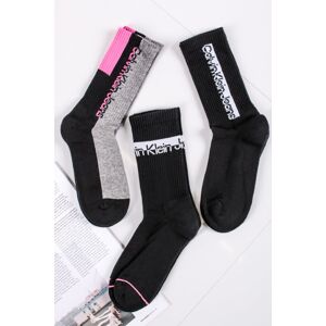 Dámské šedo-černé ponožky CKJ Women Sock 3P Athleisure - trojbalení