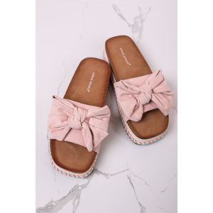Růžové platformové pantofle s mašlí Nicky