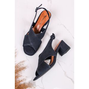 Tmavě modré kožené sandály 1-28357