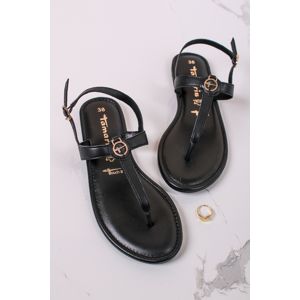 Černé kožené sandály 1-28130