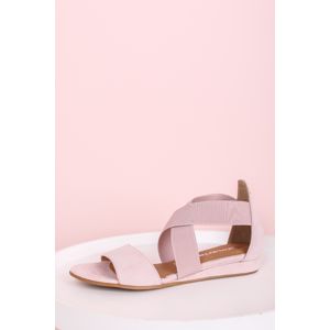 Světle růžové kožené platformové sandály 1-28138