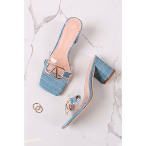 Modro-transparentní pantofle s hranatou špičkou Amelie