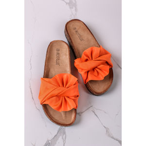 Neónově-oranžové semišové nízké pantofle Marilla