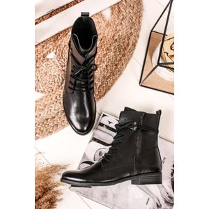 Černé šněrovací kotníkové boty 2-25110