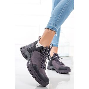 Fialovo-šedé kotníkové trekingové boty 1-25207