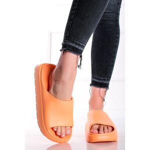 Oranžové pryžové pantofle na platformě Quinn