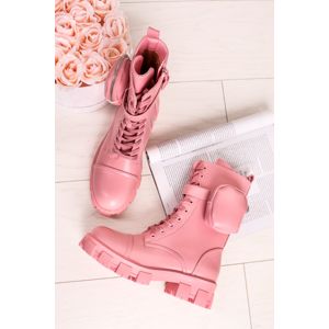 Růžové šněrovací boty s kapsou Lusana