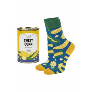 Vícebarevné vzorované ponožky v plechovce Sweet Corn