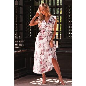 Růžovo-smetanové květované šaty DLR076
