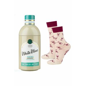 Bordově béžové vzorované ponožky v láhvi White Wine