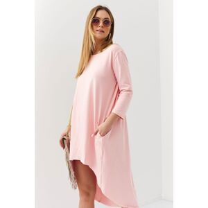 Světle růžové asymetrické oversized šaty FK613