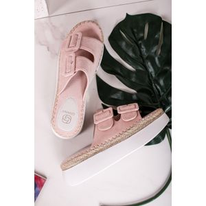 Světle růžové semišové platformové pantofle Zoela