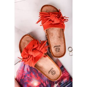 Oranžové semišové platformové pantofle Zoe