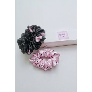 Set černo-růžových saténových gumiček do vlasů v dárkové krabičce Box 2