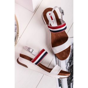 Bílé kožené platformové sandály 5-28602