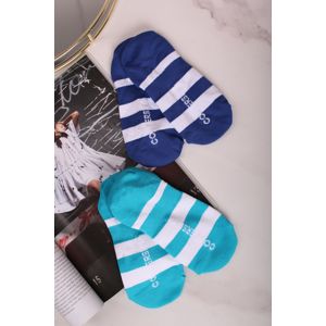 Dámské modro-tyrkysové kotníkové ponožky Rugby Stripe Liner - dvojbalení