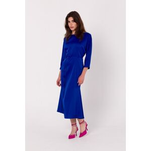 Modré saténové šaty K177