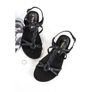 Černé nízké sandály 1-28140