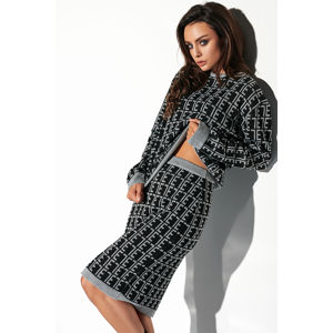 Černo-šedý set pulovr + sukně LSG108