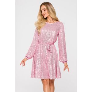 Světle růžové třpytivé šaty M715
