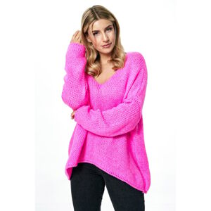 Neonově růžový oversized pulovr s příměsí vlny M899