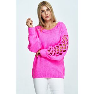 Růžový oversized pulovr s příměsí vlny M908