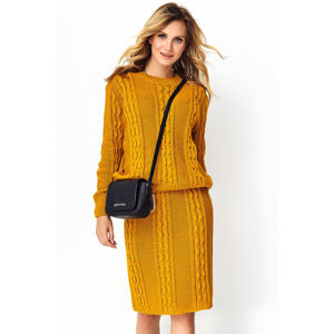 Žltý komplet pulóver + sukňa S97