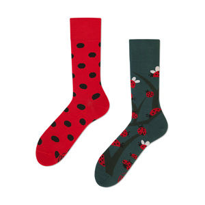 Zeleno-červené ponožky Dots and Bugs