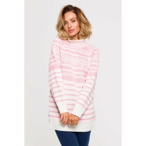 Růžovo-bílý vzorovaný pulovr MXS08