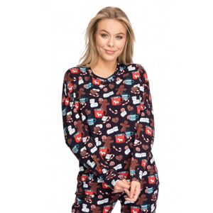 Vícebarevný vánoční bavlněný pyžamový top LA093
