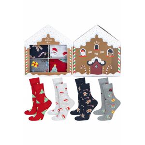 Vícebarevné vzorované ponožky v dárkové krabičce Christmass - čtyřbalení