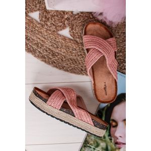 Růžové platformové pantofle Amanda