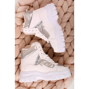 Bílo-stříbrné kotníkové boty Prew