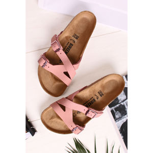 Růžové kožené pantofle Yao Balance NU