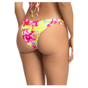Fuchsiovo-žluté květované plavkové kalhotky brazilského střihu Cheeky Brazilian Cut Bikini Floral