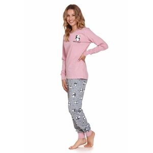 Růžovo-šedé bavlněné vzorované pyžamo PM4344