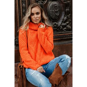 Oranžový rolákový pulovr S121