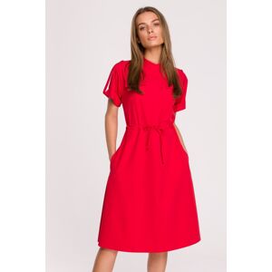 Červené šaty s krátkým rukávem S298