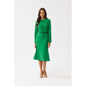 Zelené midi šaty s dlouhým rukávem S347