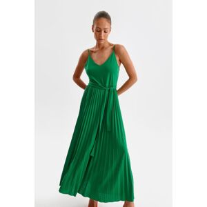 Zelené dlouhé plisované šaty na ramínka SSU4055