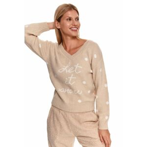 Světle béžový pulovr s nápisem SSW3301