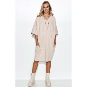 Béžové oversize bavlnené šaty M708