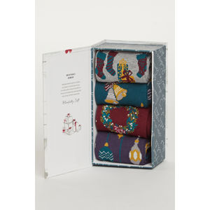 Vícebarevné ponožky v dárkové krabičce Christmas Eve Sock Box - čtyř balení