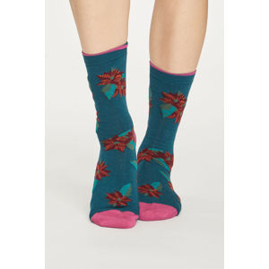 Bordově-modré ponožky Christmas Foliage Socks