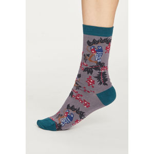 Tyrkysově-šedé ponožky Love Bird Socks