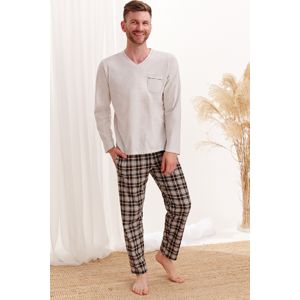 Béžovo-černé kárované pyžamo Tymon
