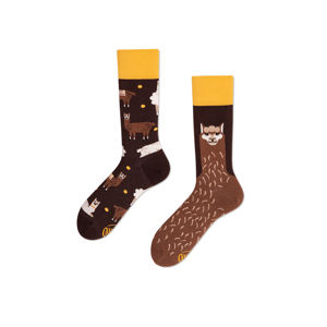 Hnědo-žluté ponožky Fluffy Alpaca