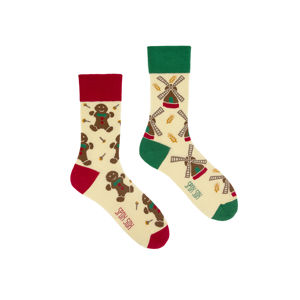 Smetanové vzorované ponožky The Mystery of a Gingerbread and a Windmill